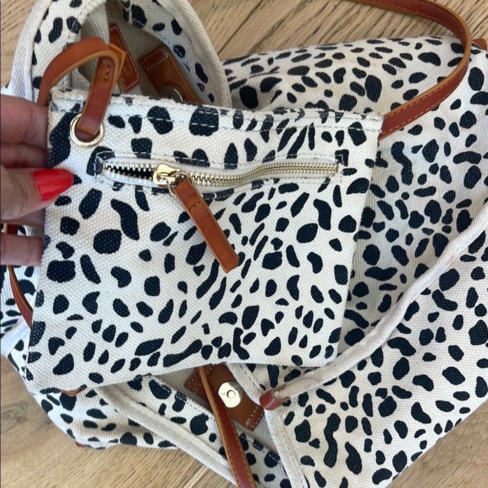 Anthropologie/Urban outfitters  Leopard Print canvas Tote Bag with Tan Straps - Picture 5 of 17